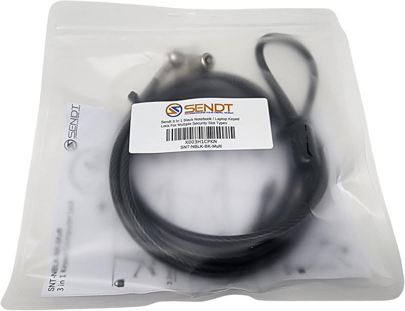 Sendt 3 in 1 Black Notebook/Laptop Lock for Kensington, Nano, and Wedge Security Slots - Image 4